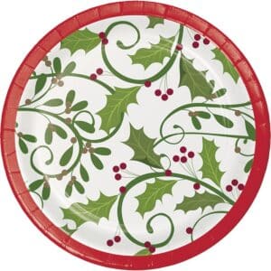 PC338992 Set 8 farfurii carton petrecere Holiday Holly