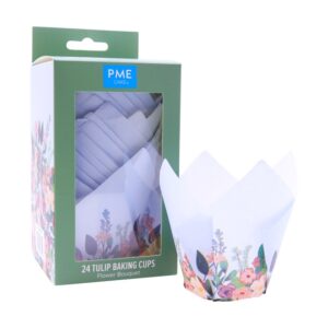 Set hartii briose tip lalea alb cu buchet de flori 24 buc, PME MC506