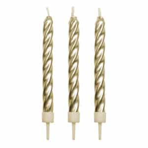 CA019 2 PME Gold Twist Candles Presentation Candles Seasonal Birthday Presentation Toppers