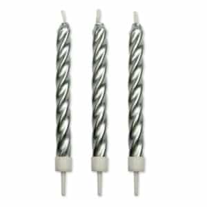 CA020 2 PME Silver Twist Candles Presentation Candles Seasonal Birthday