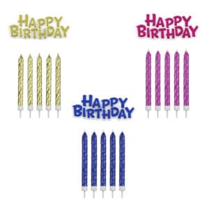 CANDLES BLUE HAPPY BIRTHDAY WITH PLAQUE SET