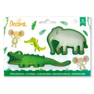 Set 2 decupatoare fondant forme biscuiti Crocodil si elefant Decora