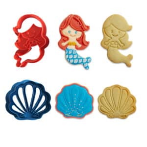 Set 2 decupatoare fondant forme biscuiti Sirena si scoica Decora 1