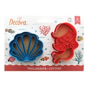 Set 2 decupatoare fondant forme biscuiti Sirena si scoica Decora