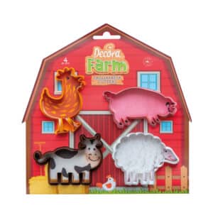 Set 4 decupatoare fondant forme biscuiti Animale de ferma Decora