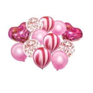 baloane 12set curcubeu si confeti roz 1