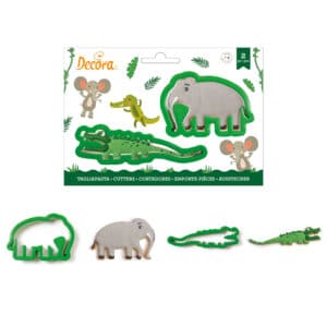 Set 2 decupatoare fondant forme biscuiti Crocodil si elefant Decora 2