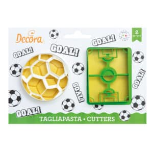 Set 2 decupatoare fondant forme biscuiti minge si teren de fotbal Decora