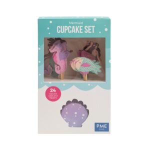 CUPCAKE SET MERMAID 24 CASES AND TOPPERS