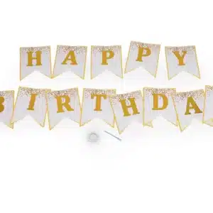 Ghirlanda Happy Birthday Negru Auriu DELIDECO 3