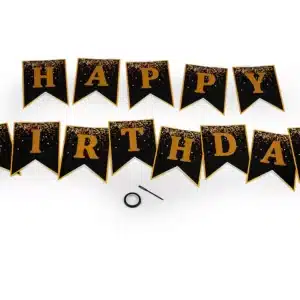 Ghirlanda Happy Birthday Negru Auriu DELIDECO 1