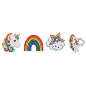 Set 3 mini topper model Curcubeu stea si unicorn 40 mm 1