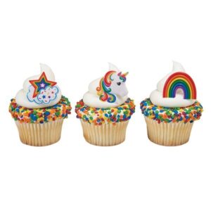 Set 3 mini topper model Curcubeu stea si unicorn 40 mm