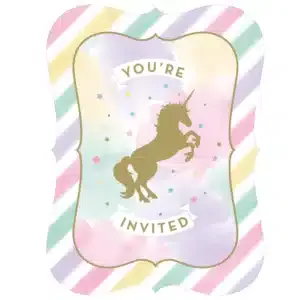 PC329304 Set 8 Invitatii cu plic pentru petrecere Unicorn Sparkle