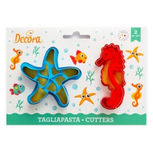 Set 2 decupatoare fondant, forme biscuiti fructe de mare, Decora