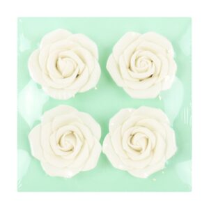 Set 4 trandafiri din pasta de zahar alb 6.2cm, PME PSR02W 1