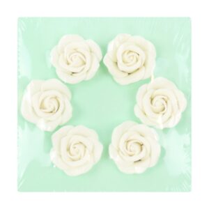 Set 6 trandafiri din pasta de zahar alb 4.5cm, PME PSR03W 2