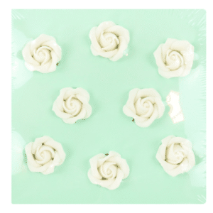 Set 8 trandafiri din pasta de zahar alb 3.2cm, PME
