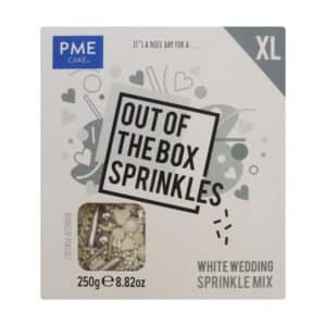 Decoratiuni mix din zahar White wedding XL 250g, Out of the box Sprinkles, PME OTBXL14 1