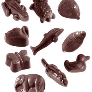 Matrita ciocolata animale, 10 cavitati, policarbonat, 27.5×13.5cm cw1541