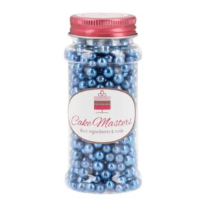 Perle din zahar, centru moale, albastru metalic 5mm 80g, Cake Masters 1