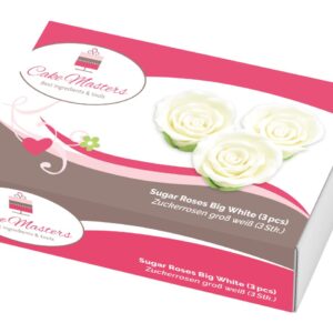 Set 3 trandafiri din pasta de zahar alb 5cm, PME 1