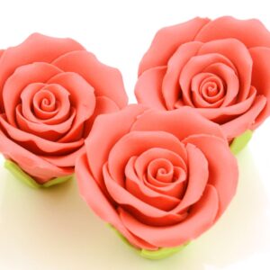 Set 3 trandafiri din pasta de zahar rosu 5cm, Cake Masters