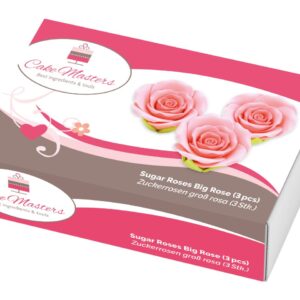 Set 3 trandafiri din pasta de zahar roz 5cm, Cake Masters 1