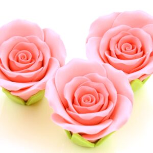 Set 3 trandafiri din pasta de zahar roz 5cm, Cake Masters