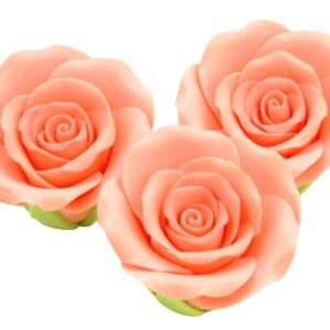 Set 3 trandafiri din pasta de zahar roz somol 5cm, Cake Masters