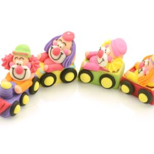 Set 4 figurine clovni in tren, din zahar, Cake Masters