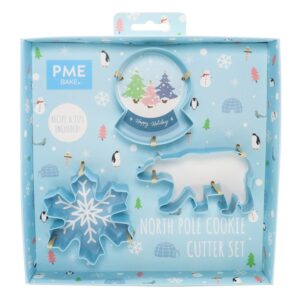 Set 3 decupatoare fondant, forme biscuiti North Pole, PME SCB711