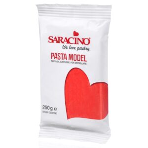 Pasta de zahar pentru modelare, rosu 250g, Saracino