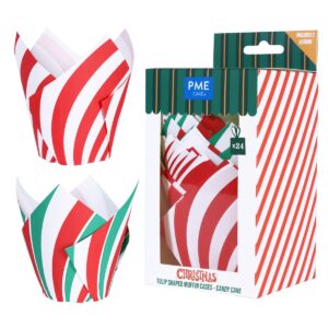 Set hartii briose tip lalea Candy Cane 24 buc, PME CH24MC065