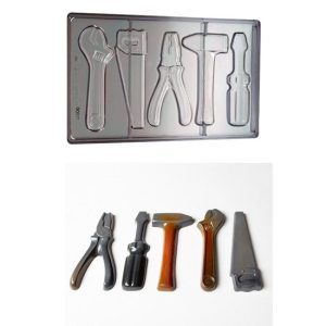 Matrita ciocolata scule si unelte, 5 cavitati, policarbonat, Chocolate World ha640018