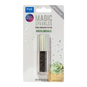 Fulgi stralucitori, sclipici iridescent comestibil Magic Sparkles Green Emerald 3g, PME