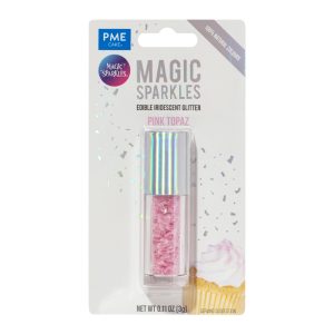 Fulgi stralucitori, sclipici iridescent comestibil Magic Sparkles Pink Topaz 3g, PME