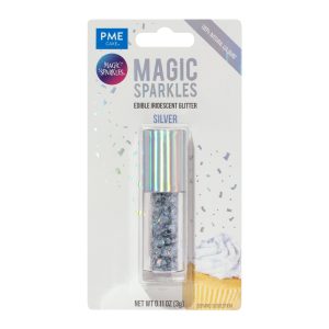 Fulgi stralucitori, sclipici iridescent comestibil Magic Sparkles Silver 3g, PME