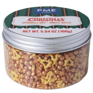 Decoratiuni mix din zahar Craciun Gold Jingle Bell 160g, PME 1