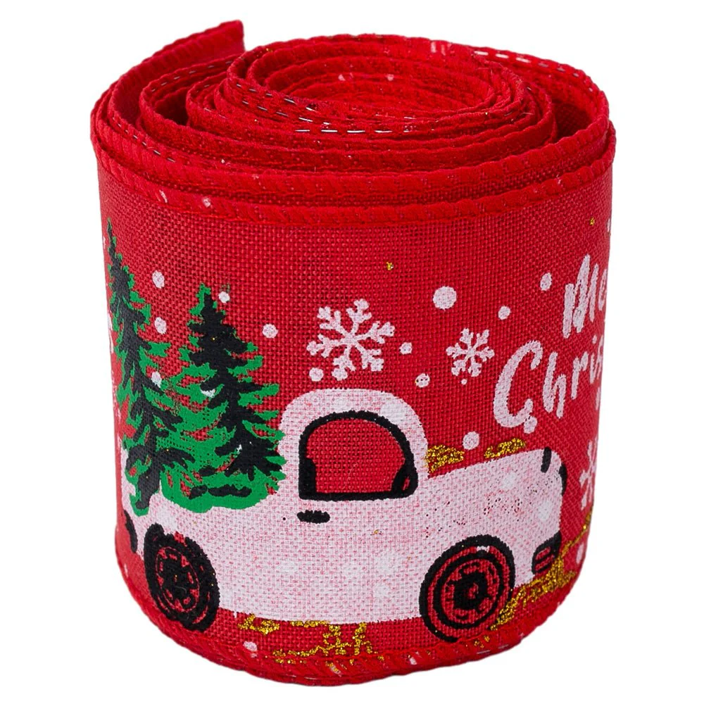 banda decorativa craciun cu cana si brad rosu 1593332