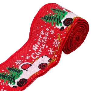 banda decorativa craciun cu cana si brad rosu 8517272