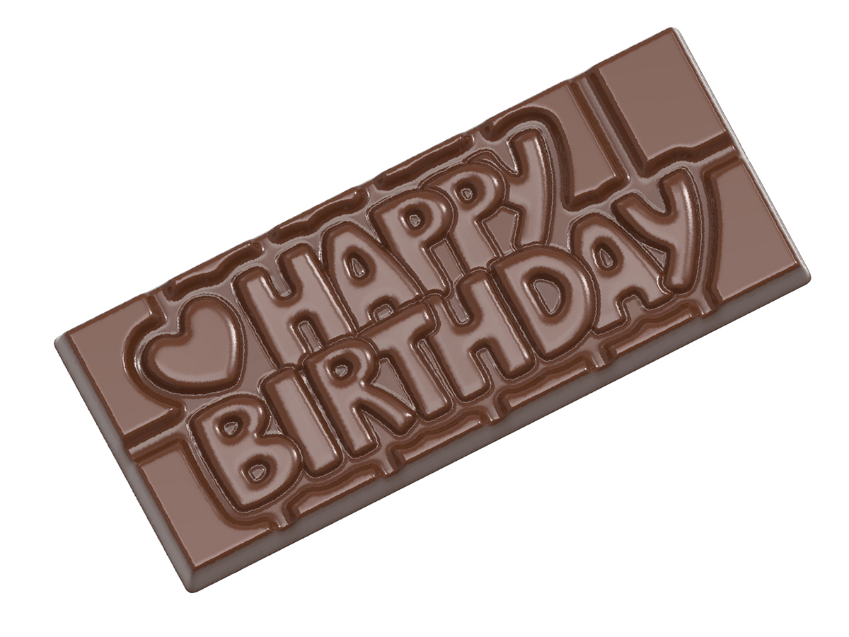 Matrita ciocolata Happy Birthday, 4 cavitati, 27.5x13.5cm, policarbonat, Chocolate World