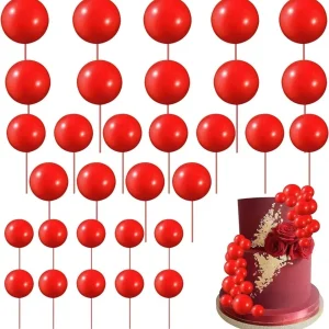 set 19 sfere plastic pentru ornat torturi rosu~1