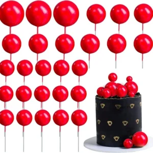 set 19 sfere plastic pentru ornat torturi rosu~13129