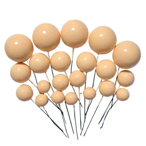 set 20 sfere bile din plastic pentru decor tort piersica