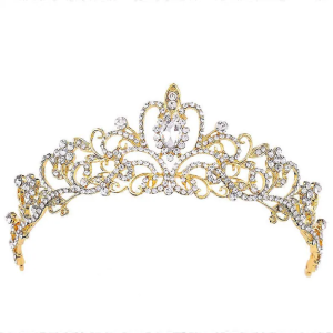 Coroniță din metal auriu cu strasuri 15 x 4.5 cm