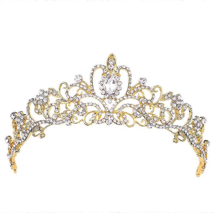 Coroniță din metal auriu cu strasuri 15 x 4.5 cm