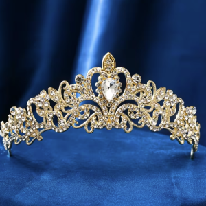 Coroniță din metal auriu cu strasuri 15 x 4.5 cm1
