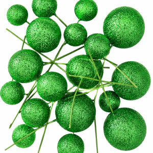 Set 20 sfere plastic pentru ornat torturi Glitter Verde