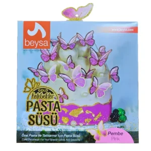 Set decor fluturi din hârtie necomestibili roz